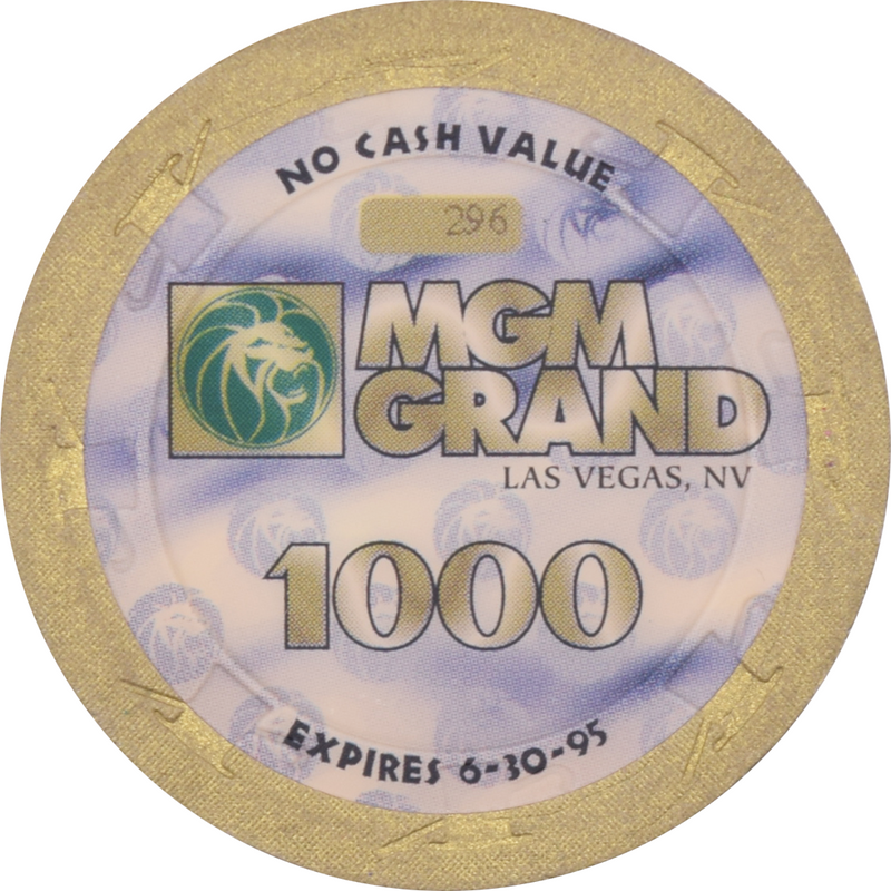 MGM Grand Casino Las Vegas Nevada $1000 Metallic Gold NCV 43mm Chip 1995