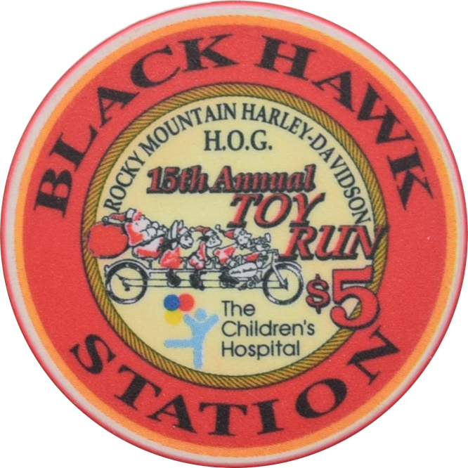 Black Hawk Station Casino Black Hawk Colorado $5 15th Annual Toy Run Chip
