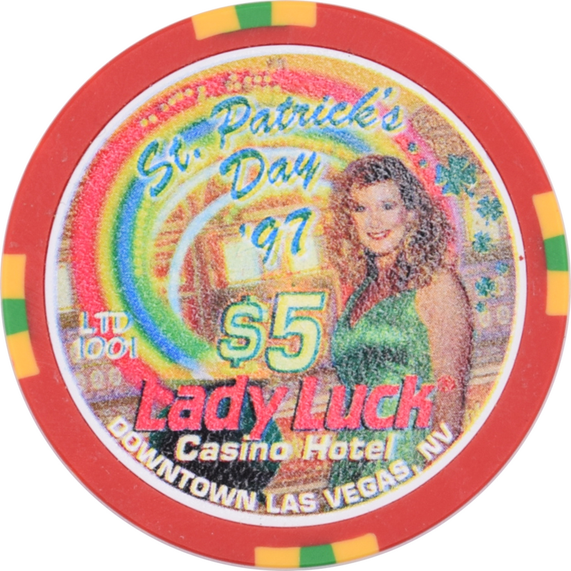 Lady Luck Casino Las Vegas Nevada $5 St. Patrick's Day Chip 1997