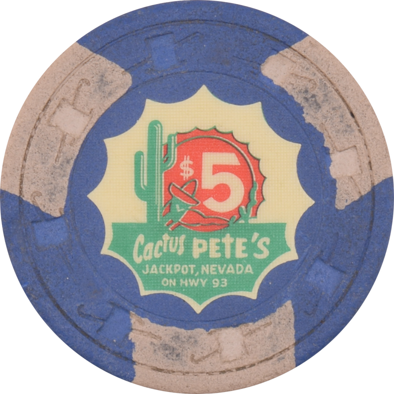 Cactus Pete's Casino Las Vegas Nevada $5 Chip 1972