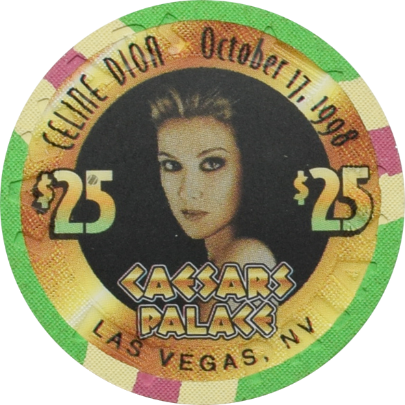Caesars Palace Casino Las Vegas Nevada $25 Celine Dion "Let's Talk About Love" Chip 1998