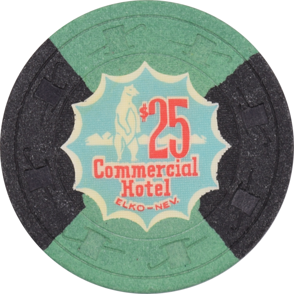 Commercial Hotel Casino Elko Nevada $25 Chip 1962