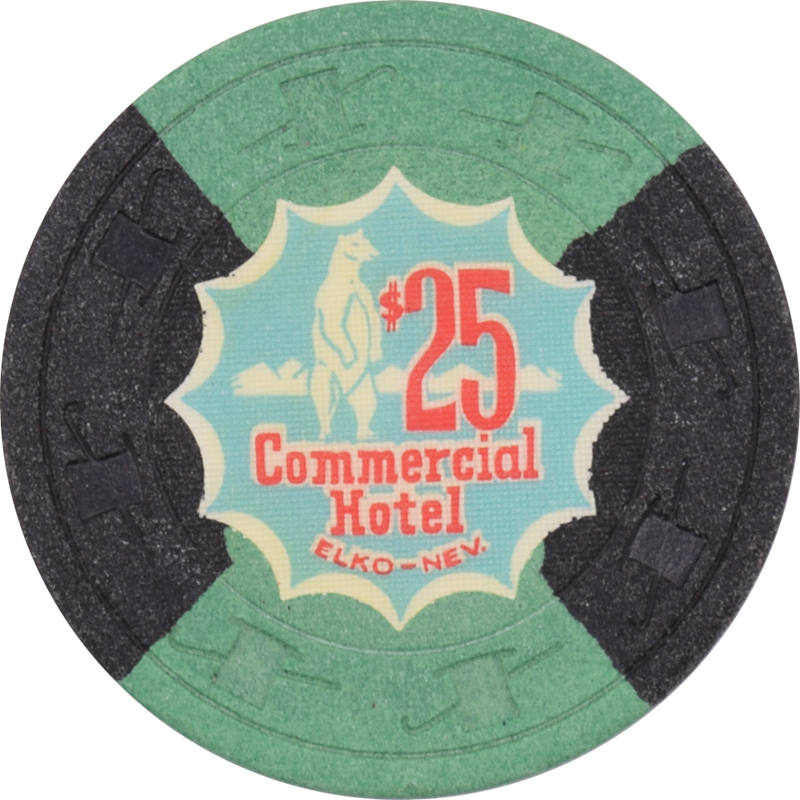 Commercial Hotel Casino Elko Nevada $25 Chip 1962