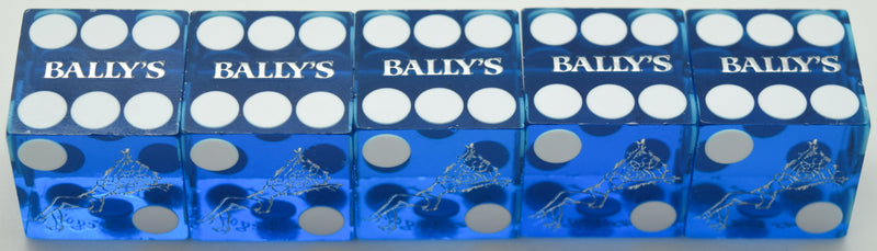 Bally's Casino Las Vegas Nevada Stick of 5 Blue Dice