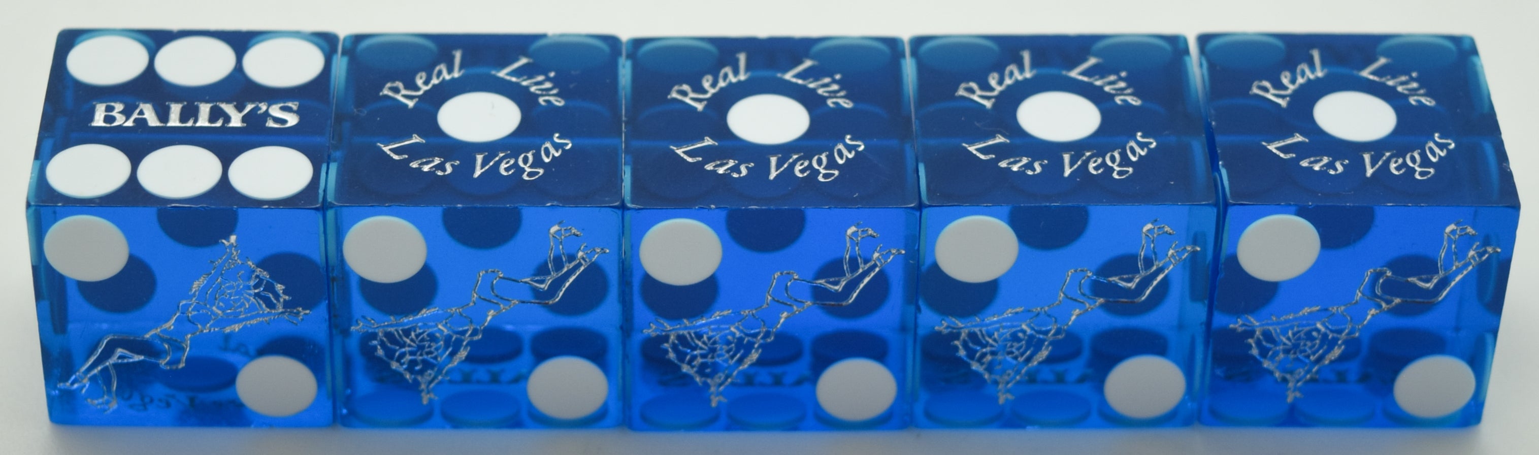 Bally's Casino Las Vegas Nevada Stick of 5 Blue Dice