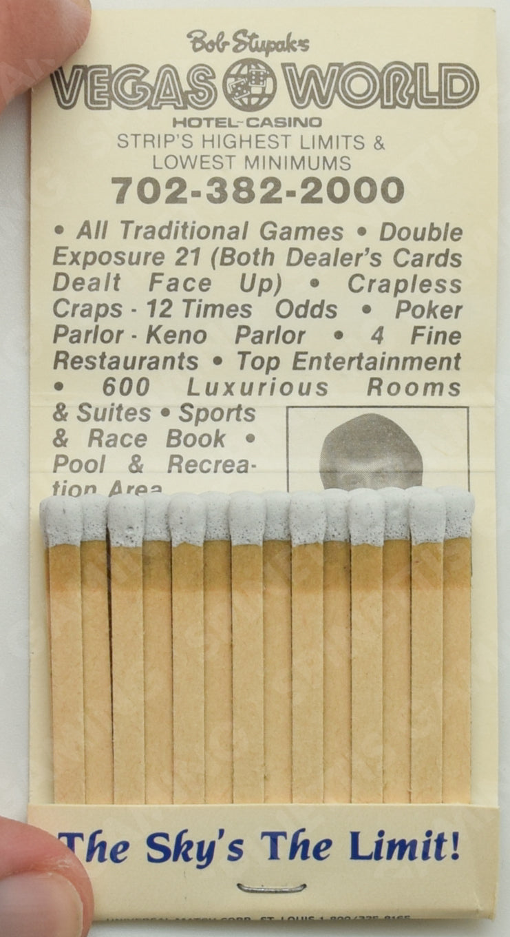 Bob Stupak's Vegas World Casino Las Vegas Nevada Used Matchbook