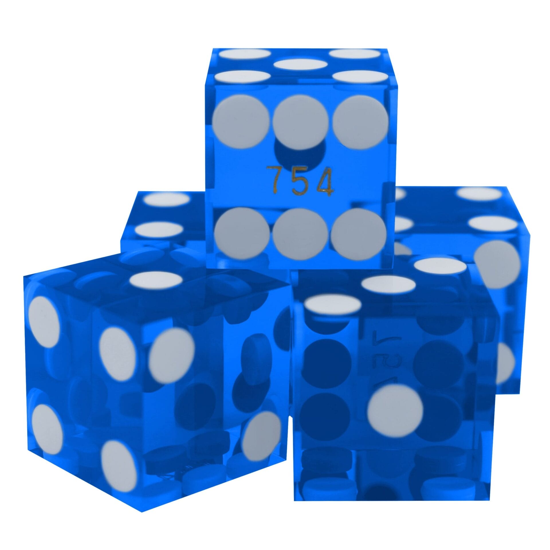 Blue Casino Dice Precision Cut, Stick of 5 Serialized