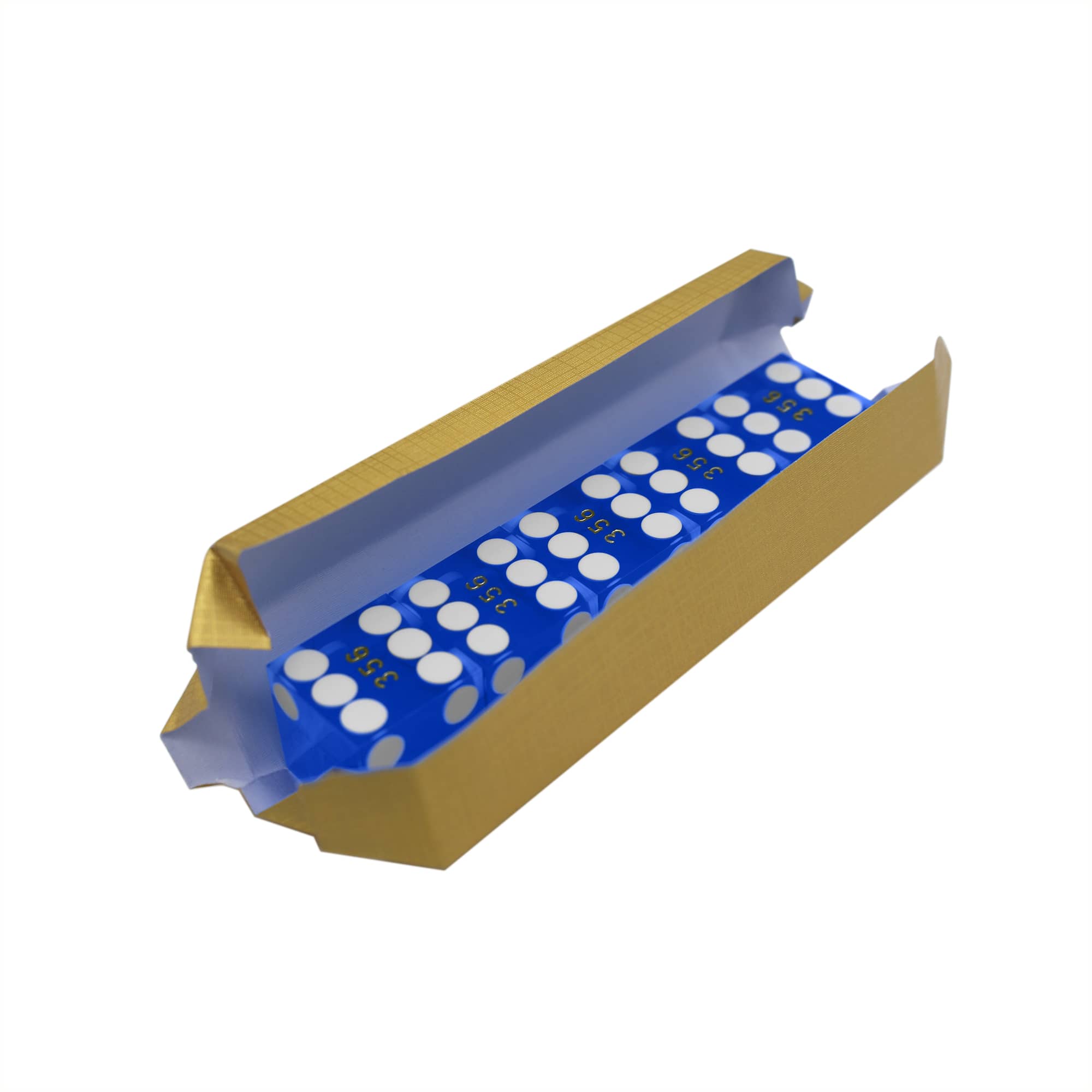 Blue Casino Dice Precision Cut, Stick of 5 Serialized