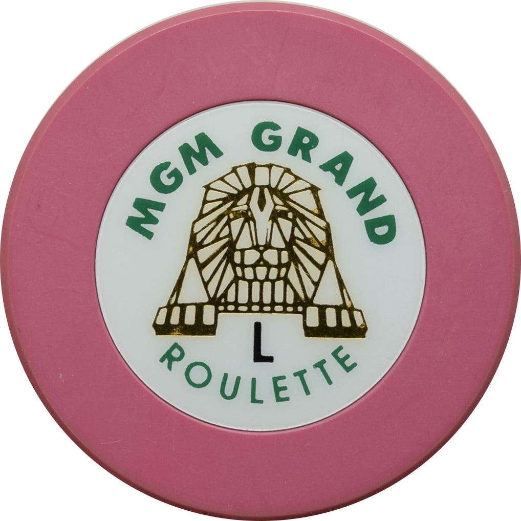 MGM Grand Casino Las Vegas Nevada Pink L Roulette Chip 1993