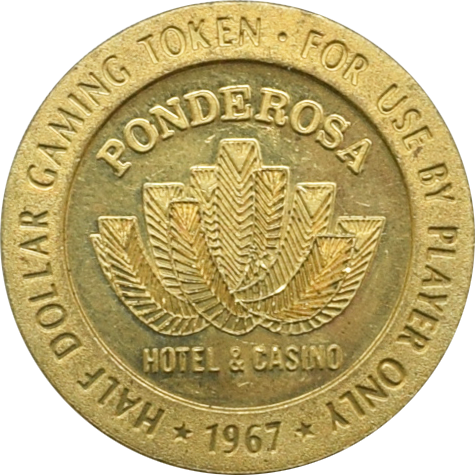 Ponderosa Hotel & Casino Reno 50 Cent Gaming Token 1967