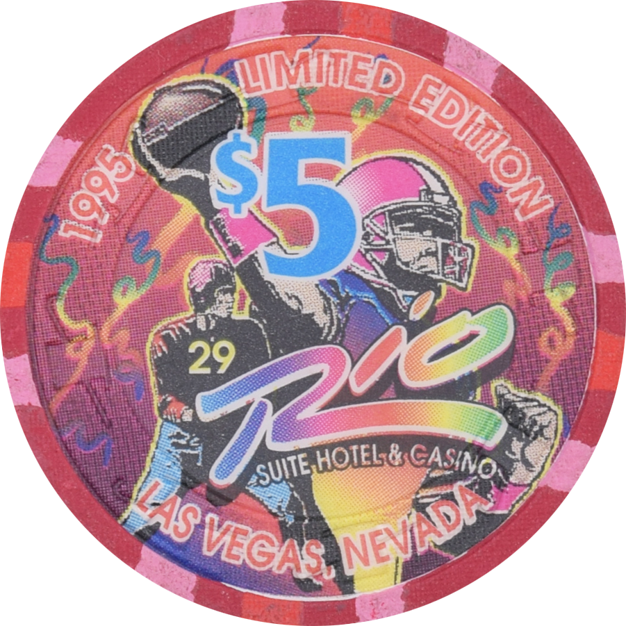 Rio Casino Las Vegas Nevada $5 Football Chip 1995