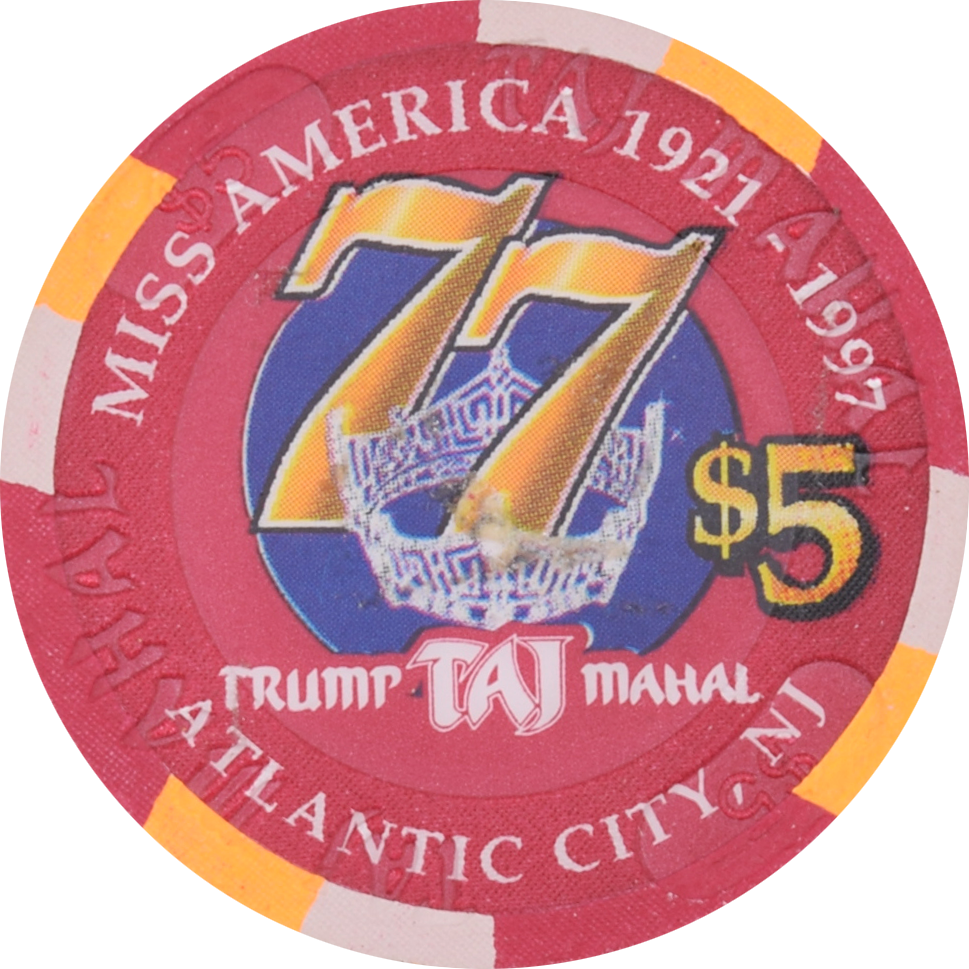 Trump Taj Mahal Casino Atlantic City New Jersey $5 Miss America Tara Holland Chip 1997