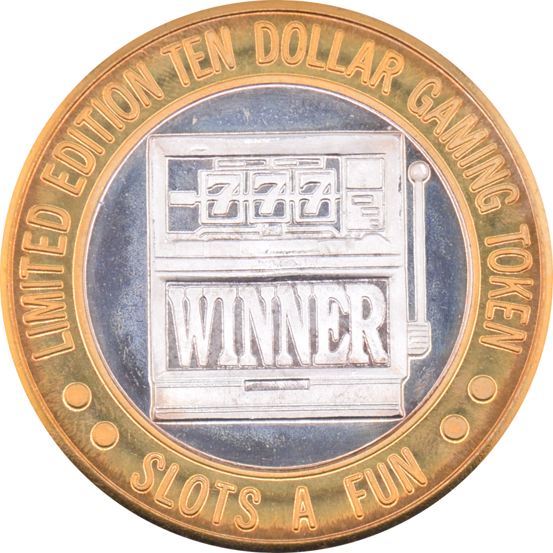 Slots-A-Fun Casino Las Vegas Nevada "777 Winner" $10 Silver Strike .999 Fine Silver 1994