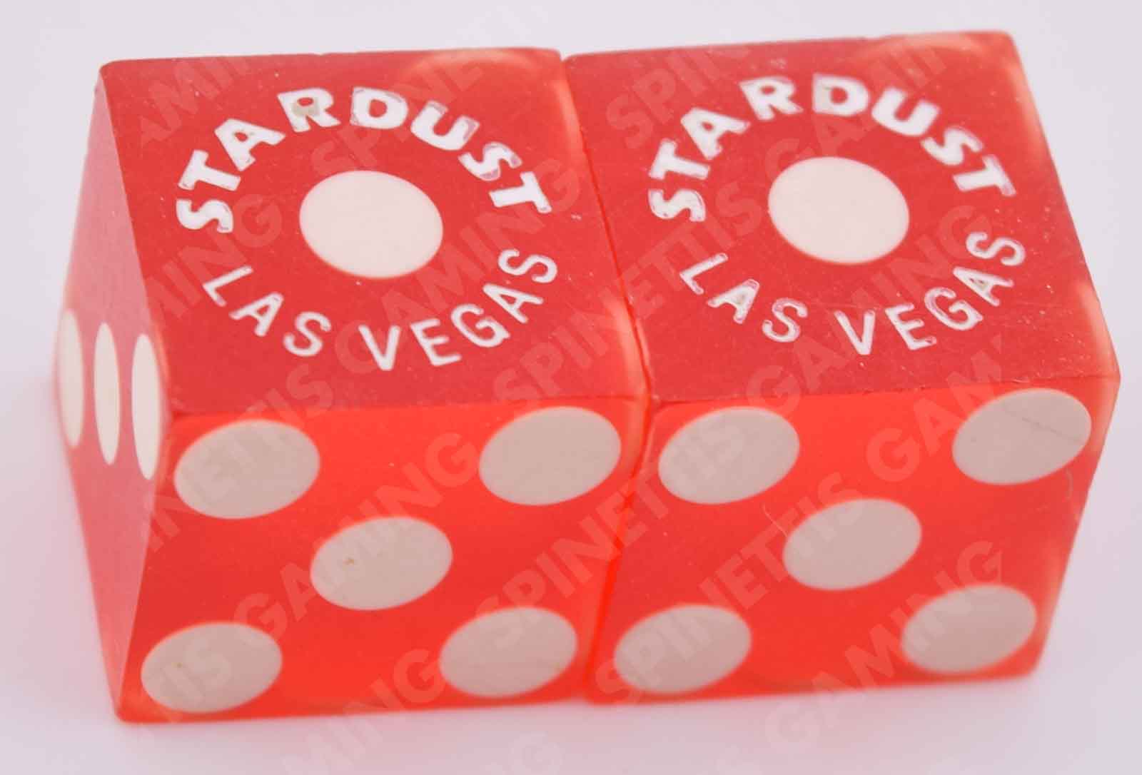 Stardust Casino Las Vegas Nevada White Foil Matching Logo Red Dice Pair