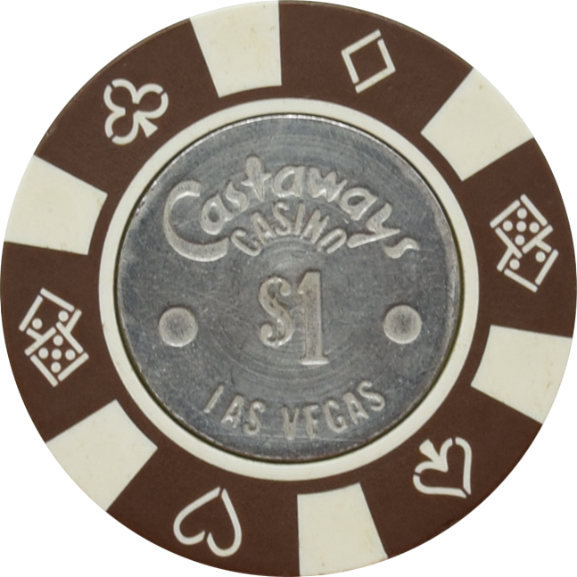 Castaways Casino Las Vegas Nevada $1 Chip 1980s (Spun Coin, Small $1)