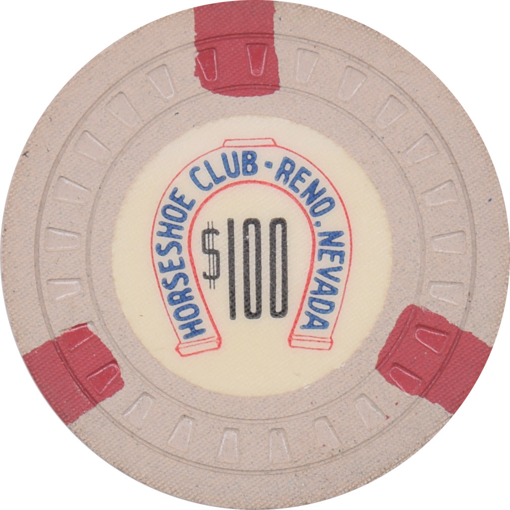 Horseshoe Club Casino Reno Nevada $100 Chip 1956