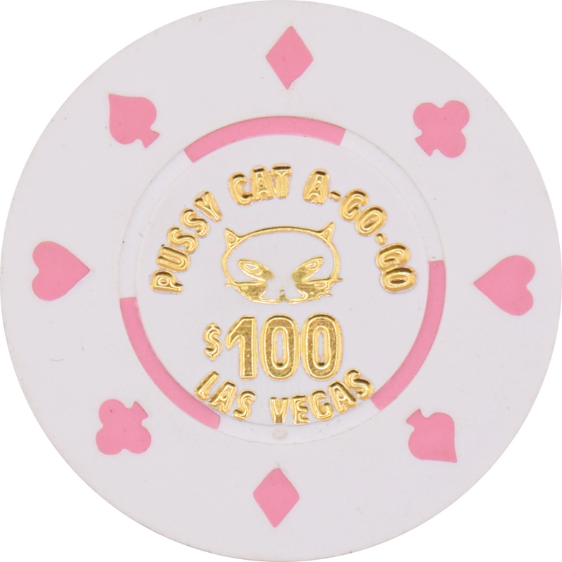 Pussycat a' Go-Go Casino Las Vegas Nevada $100 Hot Stamp Chip