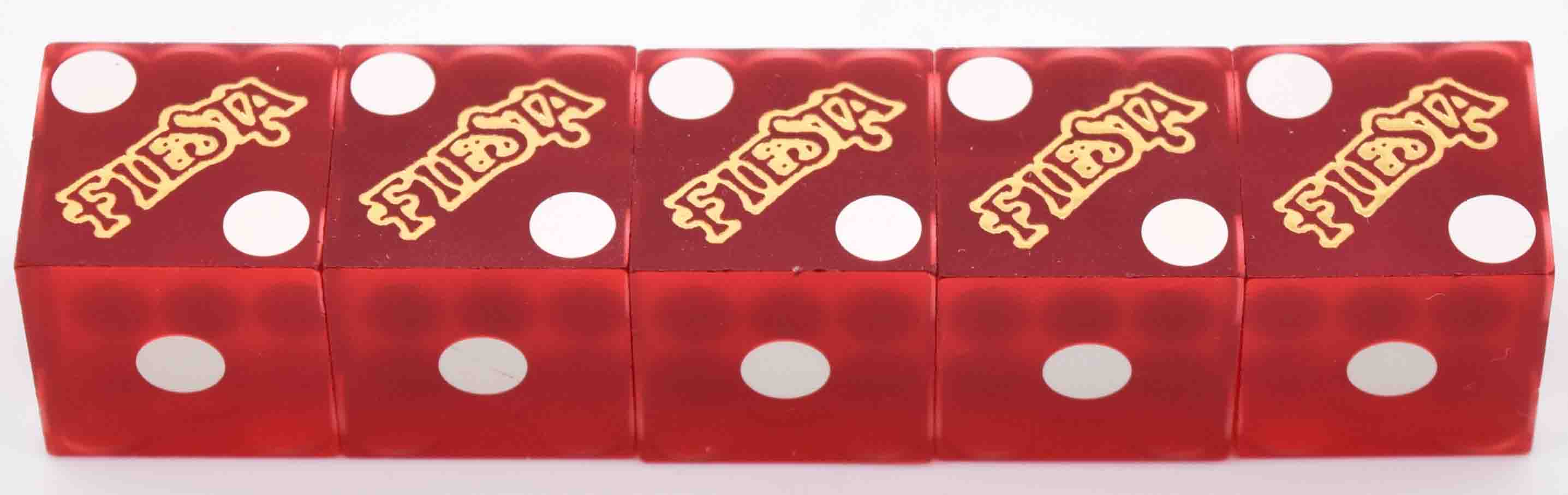 Fiesta Casino Stick of 5 Sanded Matching Dice Las Vegas Nevada