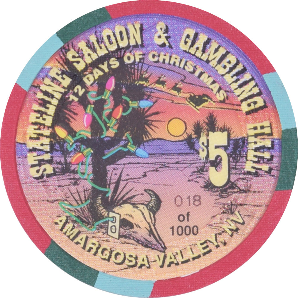 Stateline Saloon Casino Amargosa Valley Nevada $5 Eleven Ladies Dancing Chip 1996