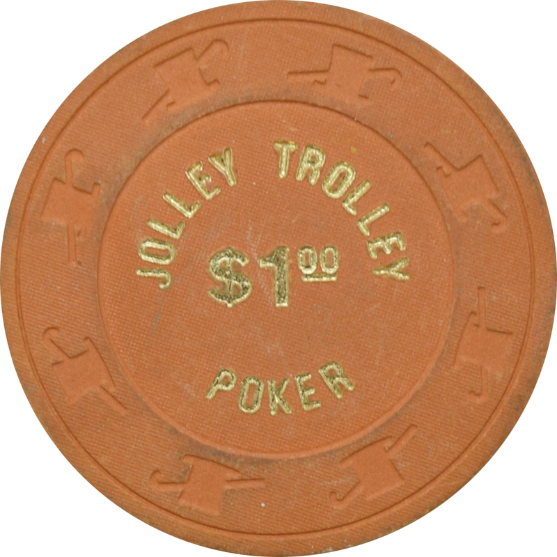 Jolly Trolley Casino Las Vegas Nevada $1 Ochre Poker Chip 1981
