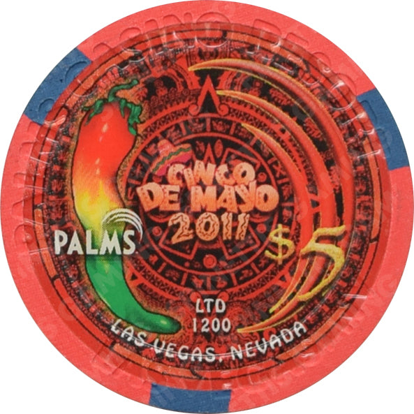 Palms Playboy Club Casino Las Vegas Nevada $5 Cinco De Mayo Chip 2011