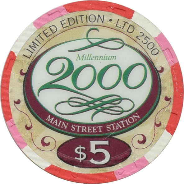 Main Street Station Casino Las Vegas Nevada $5 Millennium Chip 1999