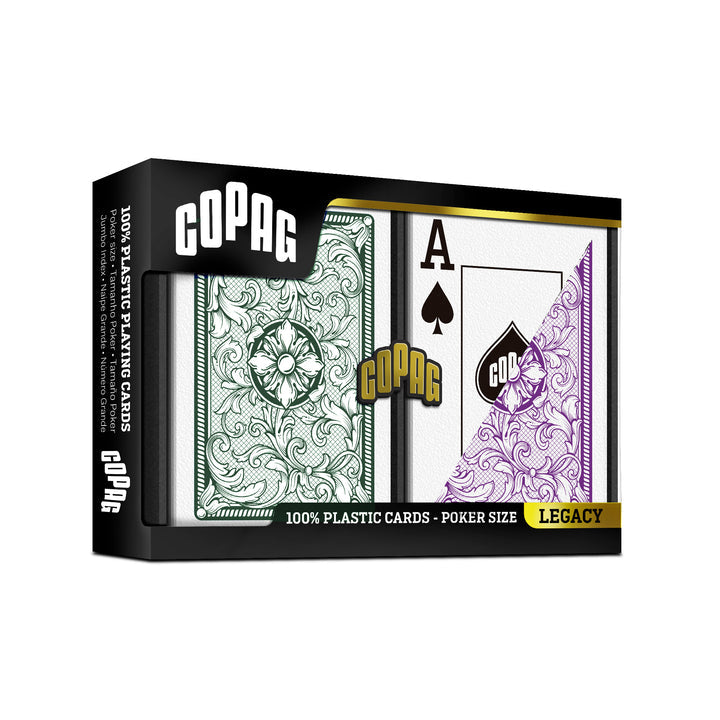 Copag Legacy Green/Purple Poker Size Jumbo Index 2 Deck Setup