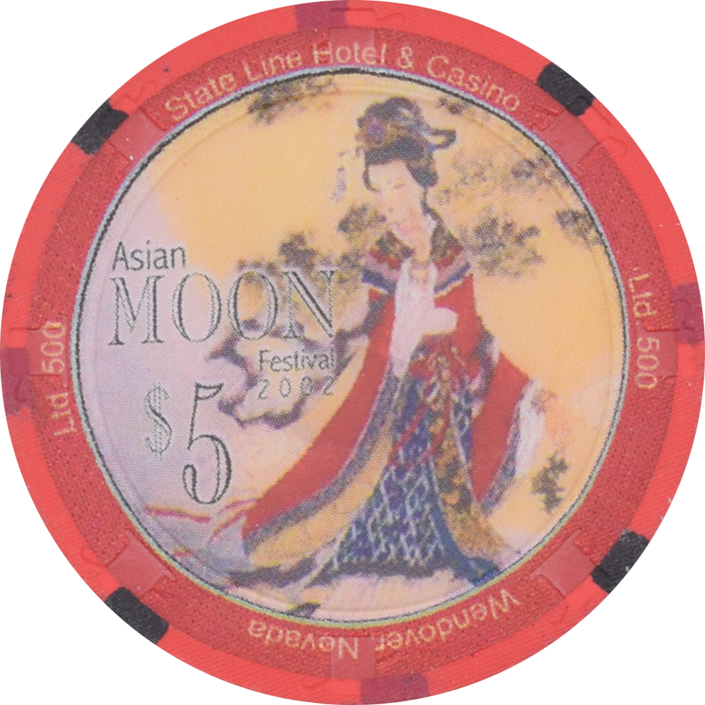 State Line Casino Wendover Nevada $5 Asian Moon Festival Chip 2002