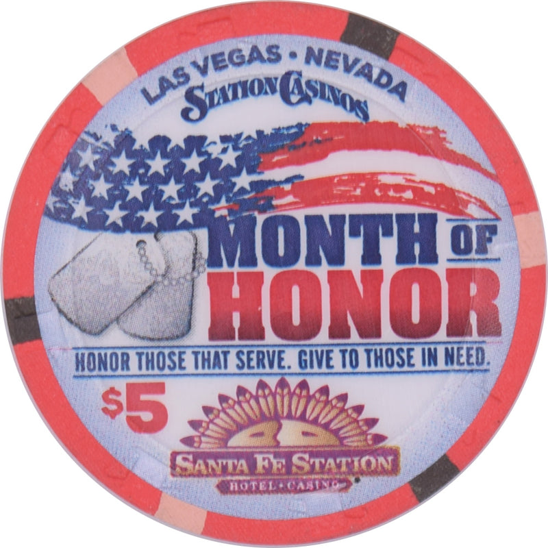 Santa Fe Station Casino Las Vegas Nevada $5 Month of Honor Chip 2015