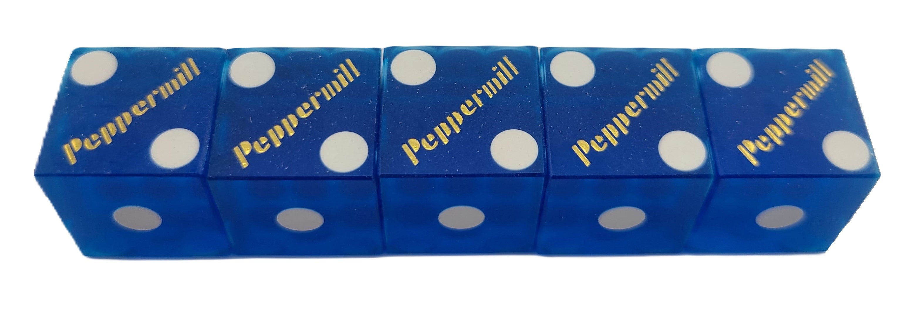 Peppermill Casino Stick of 5 Used Blue Dice Reno Nevada