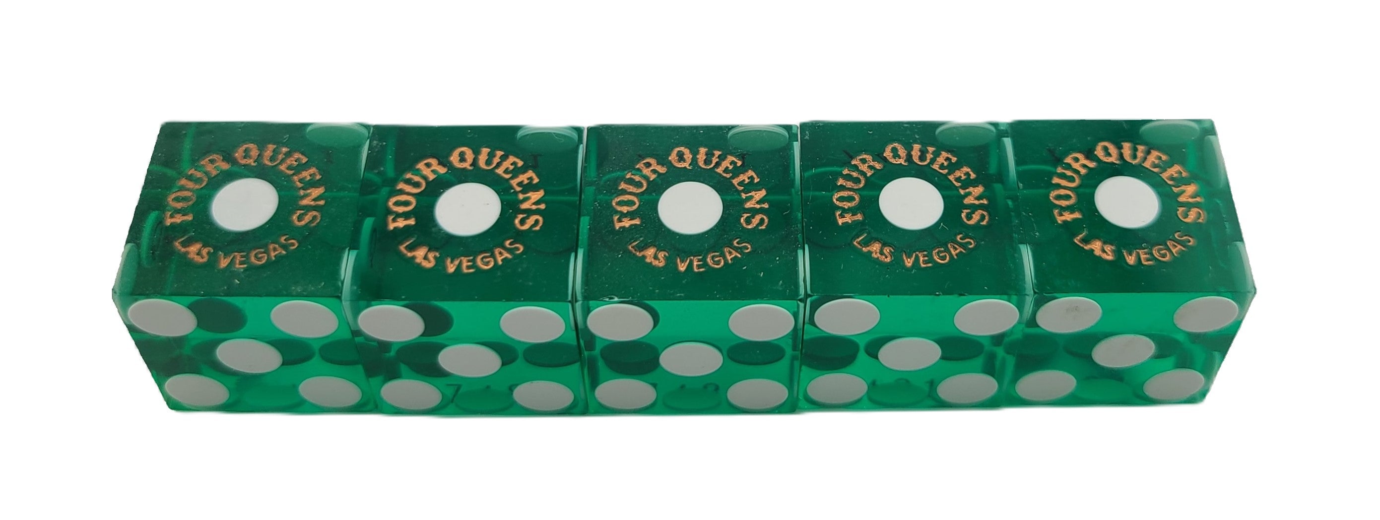 Four Queens Casino Stick of 5 Green Used Dice Las Vegas Nevada