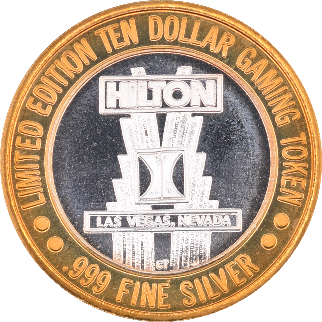 Hilton Casino Las Vegas Nevada "Greaseball" $10 Silver Strike .999 Fine Silver 1994