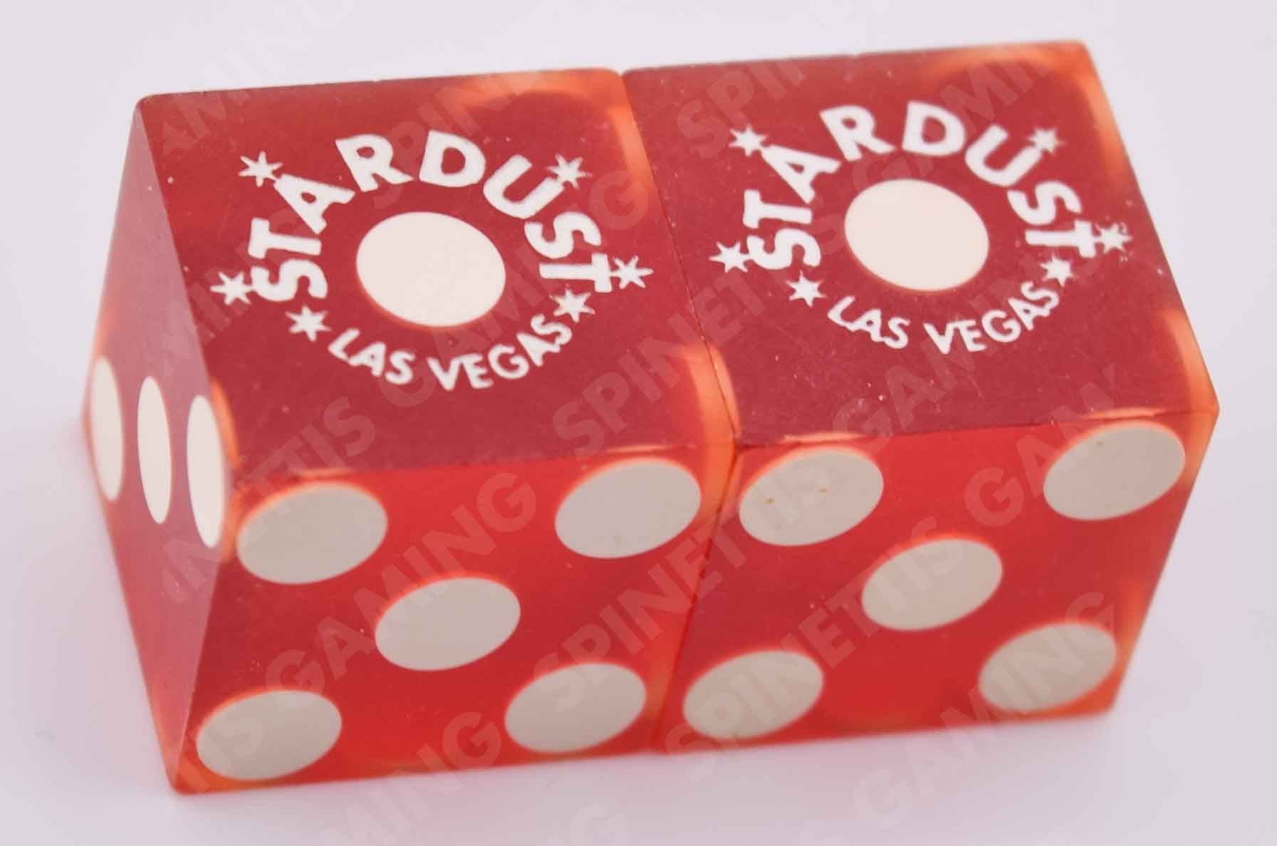 Stardust Casino Las Vegas Nevada White Star Foil Matching Logo Red Dice Pair