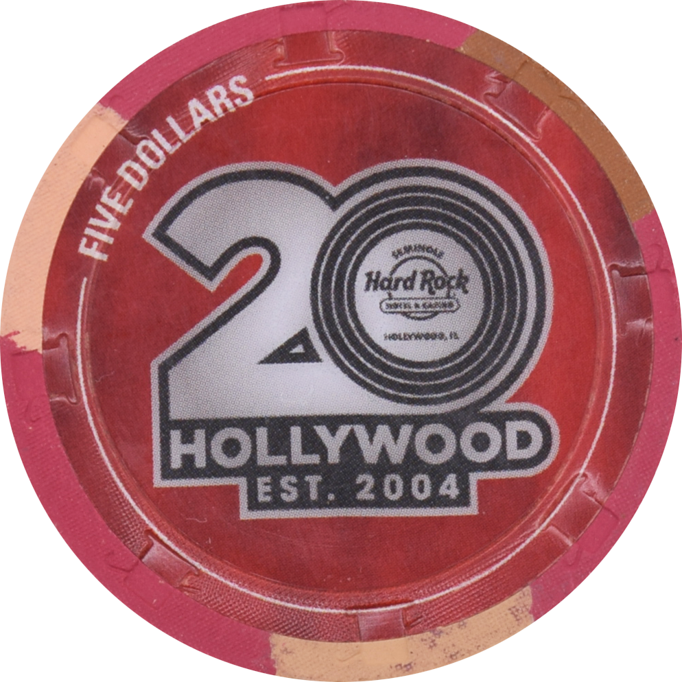 Seminole Hard Rock Casino Hollywood Florida $5 20th Anniversary Chip 2024