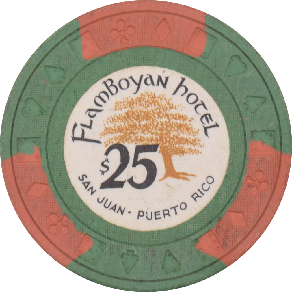 Flamboyan Hotel Casino San Juan Puerto Rico $25 Green Ewing Chip