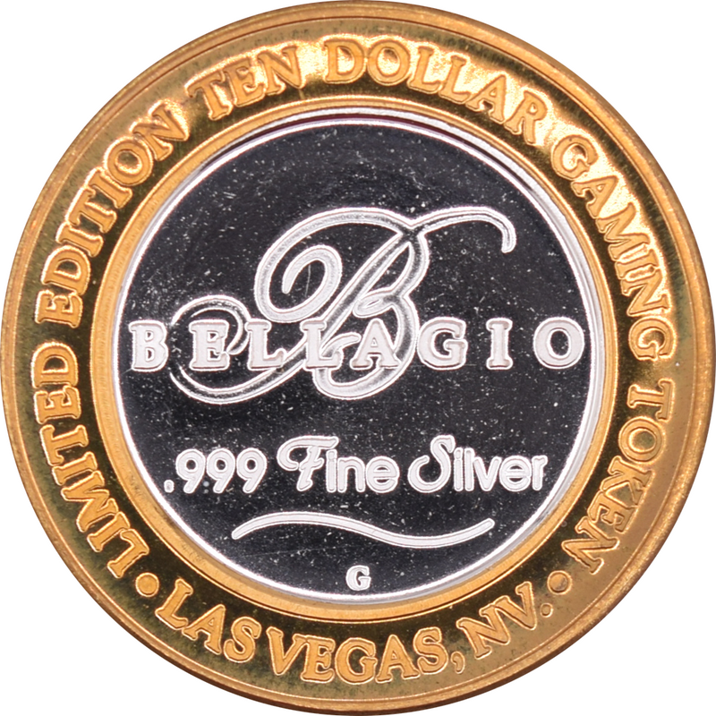 Bellagio Casino Las Vegas "AAA Five Diamond Award" $10 Silver Strike .999 Fine Silver 2005