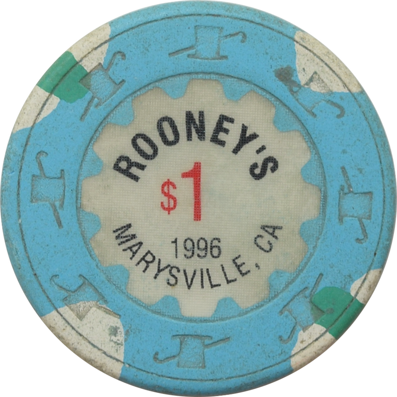 Rooney's Card Room Casino Marysville California $1 Chip