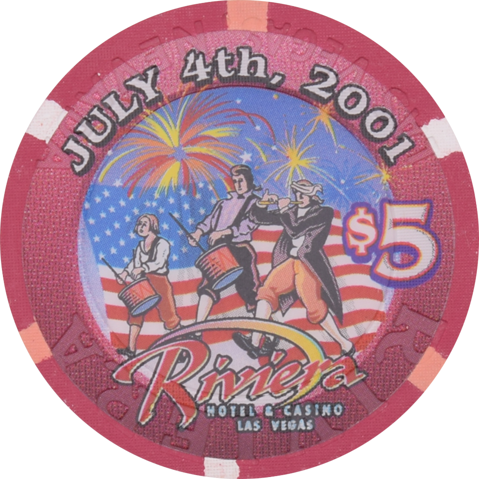 Riviera Casino Las Vegas Nevada $5 4th of July Chip 2001