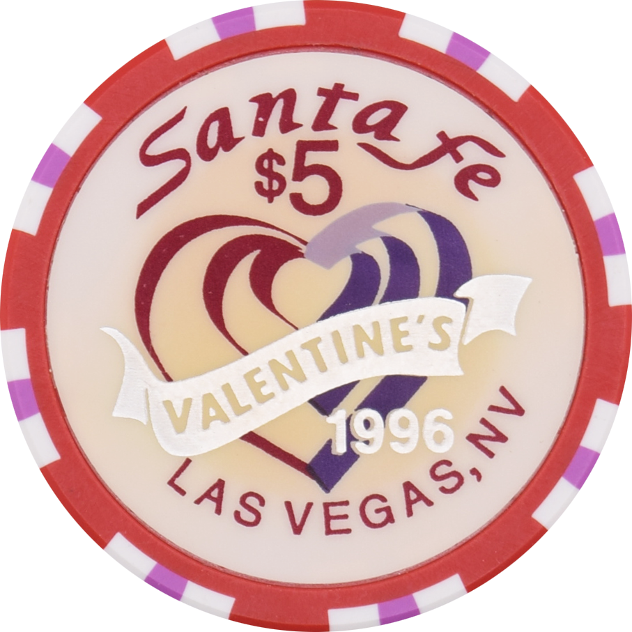 Santa Fe Casino Las Vegas Nevada $5 5th Anniversary / Valentines Day Chip 1996