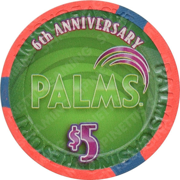 Palms Casino Las Vegas Nevada $5 6th Anniversary Chip 2007