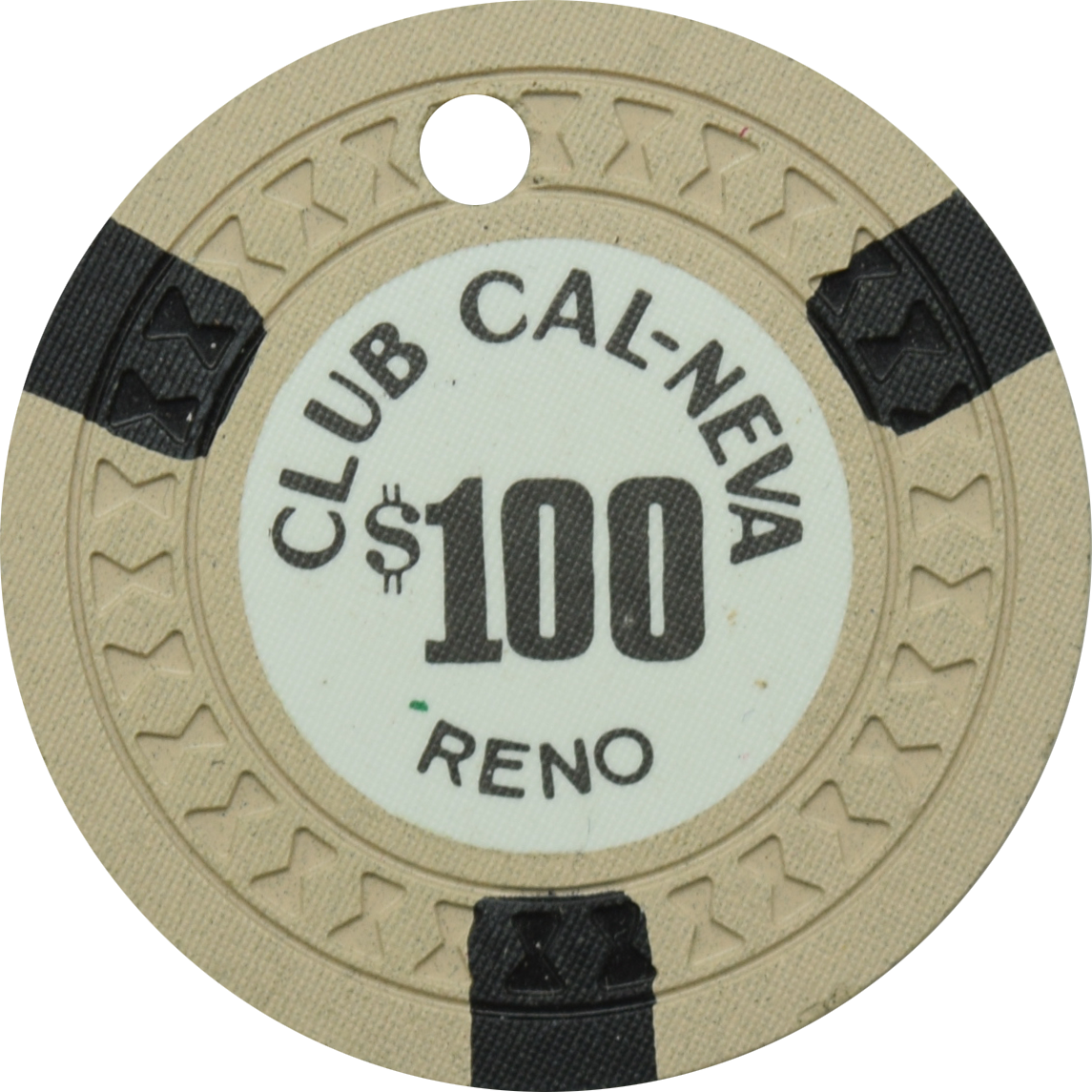 Club Cal-Neva Casino Reno Nevada $100 Cancelled Chip 1960s