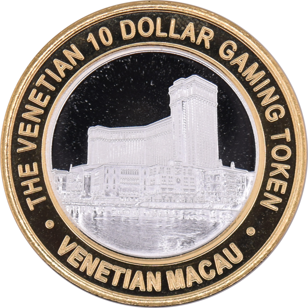 The Venetian Casino Las Vegas "Sheldon Adelson / Venetian Macau" $10 Silver Clad Strike 2014