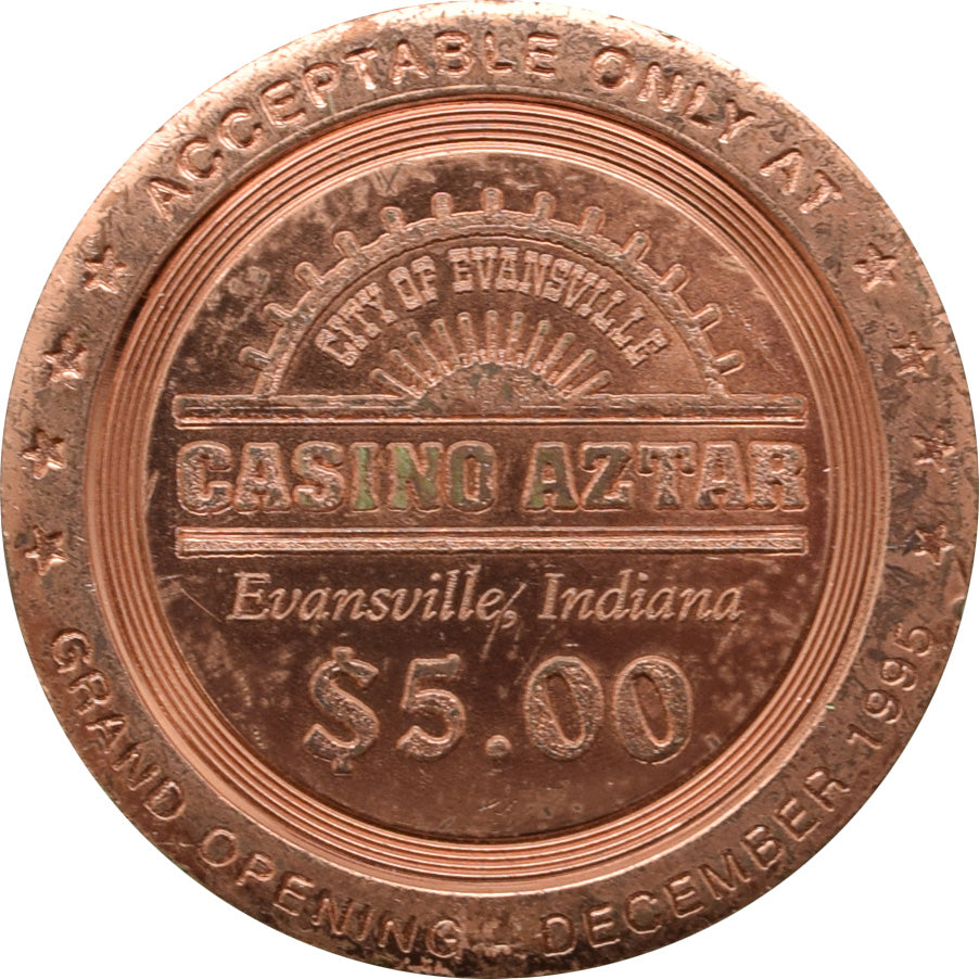 Casino Aztar Evansville Indiana $5 Token