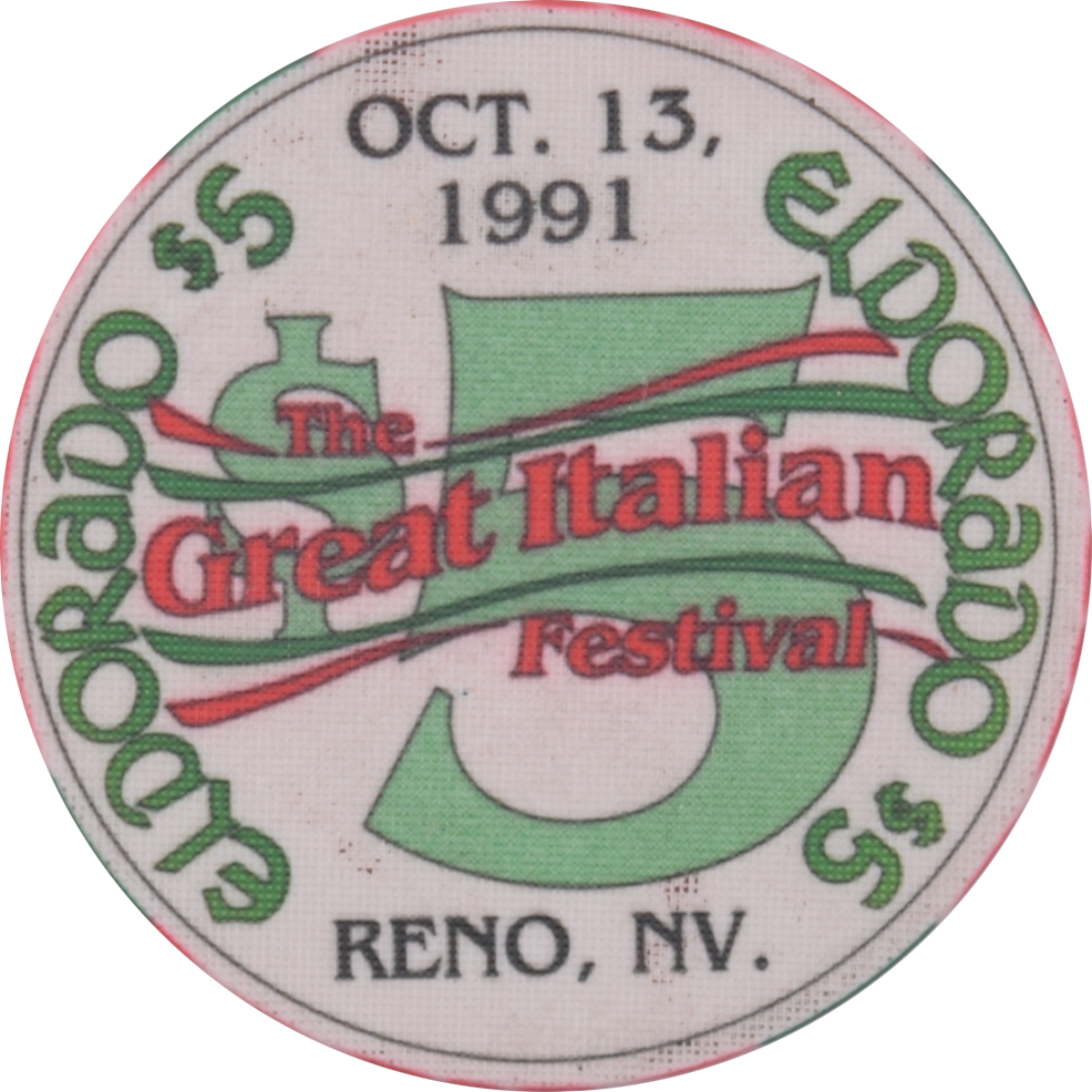 Eldorado Casino Reno Nevada $5 Great Italian Festival Chip 1991