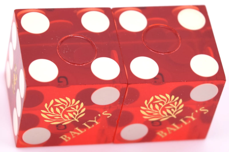 Bally's Casino Las Vegas Red Pair of Matching Number Gold Foil Dice