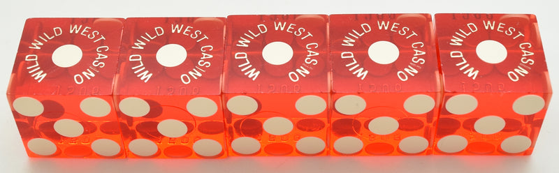 Wild Wild West Casino Las Vegas Nevada Used Polished Red Stick of 5 Dice