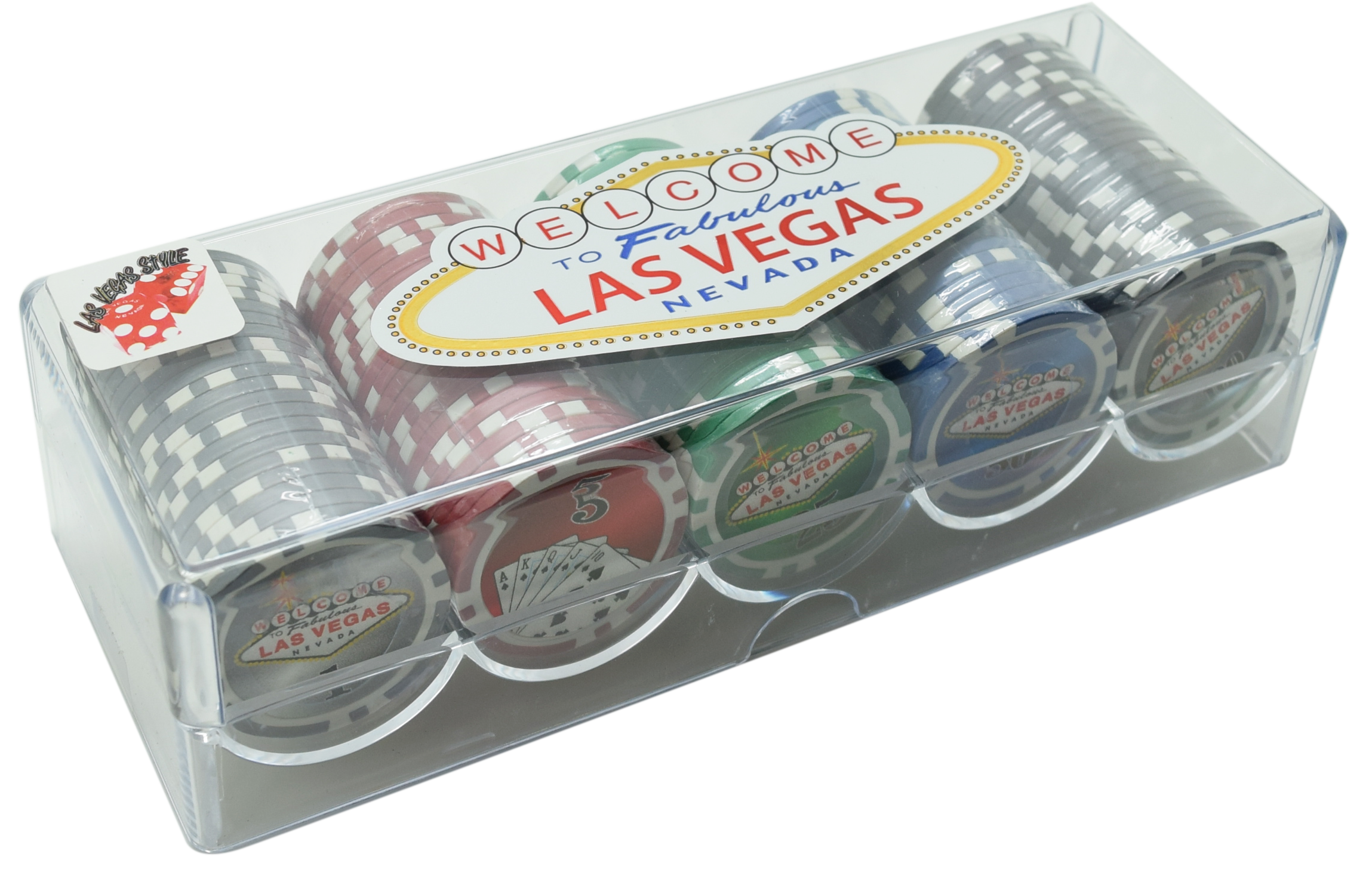 Las Vegas Sign Chip Set With Cover Tray 100 Chips Set