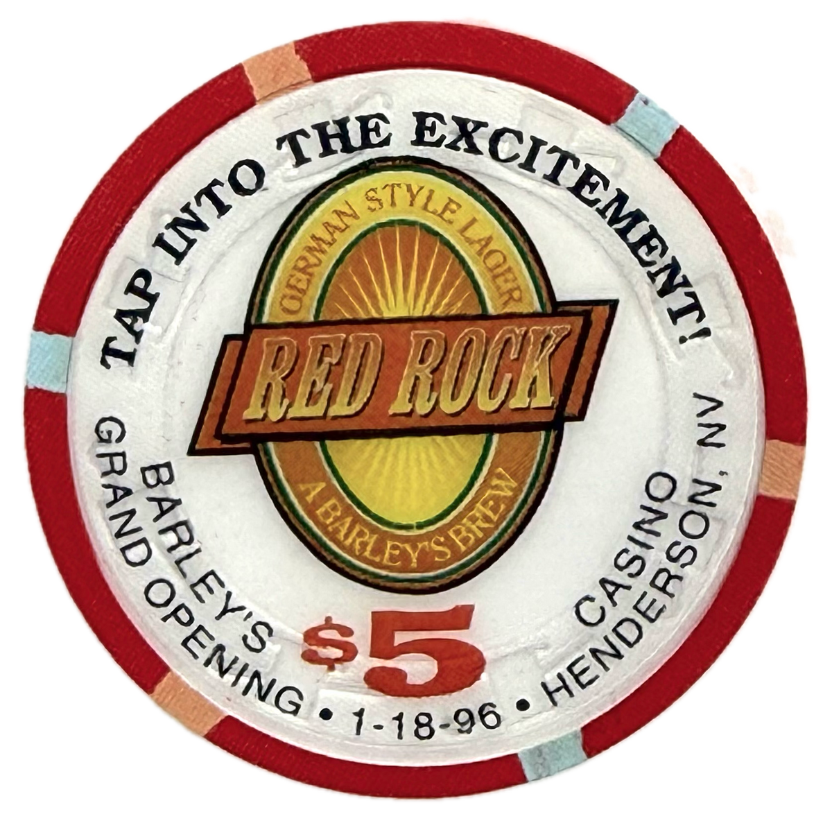 Barley's Casino Henderson NV $5 Chip 1996