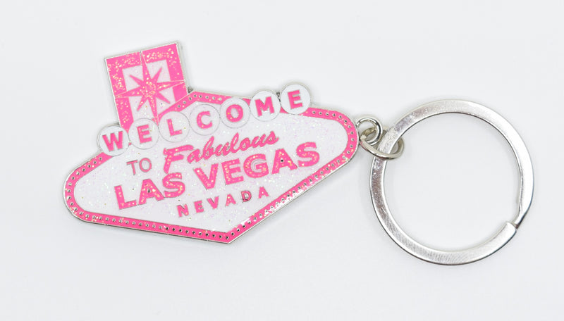 Key Chain Glitter Pink Las Vegas Sign