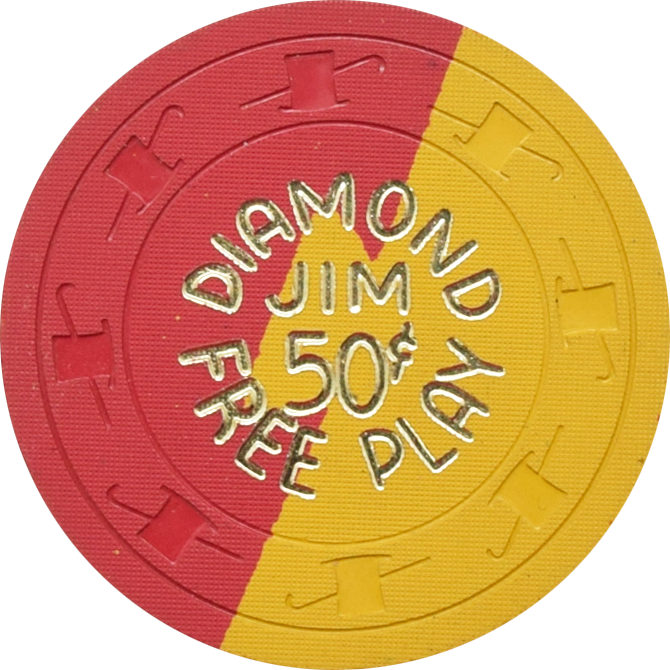 Diamond Jim's Nevada Club Casino Las Vegas Nevada 50 Cent Free Play Yellow Dovetail Chip 1962